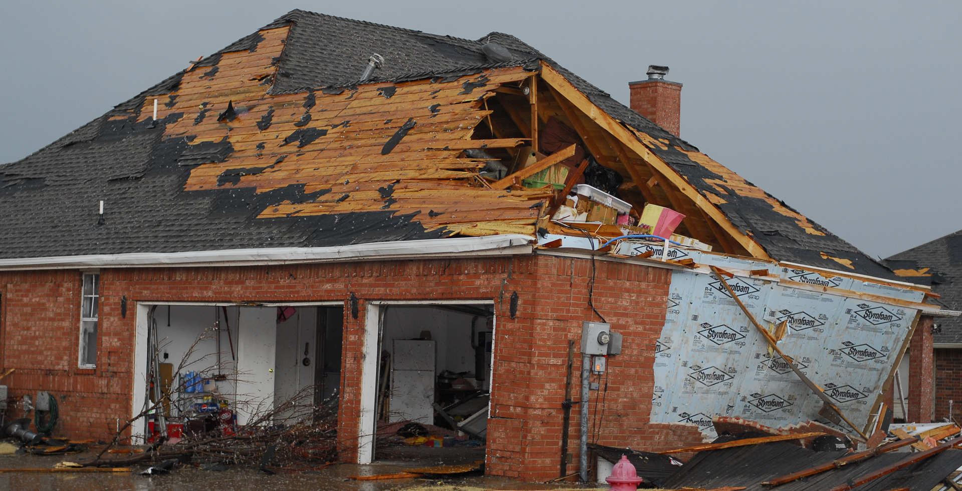 Storm damaged home